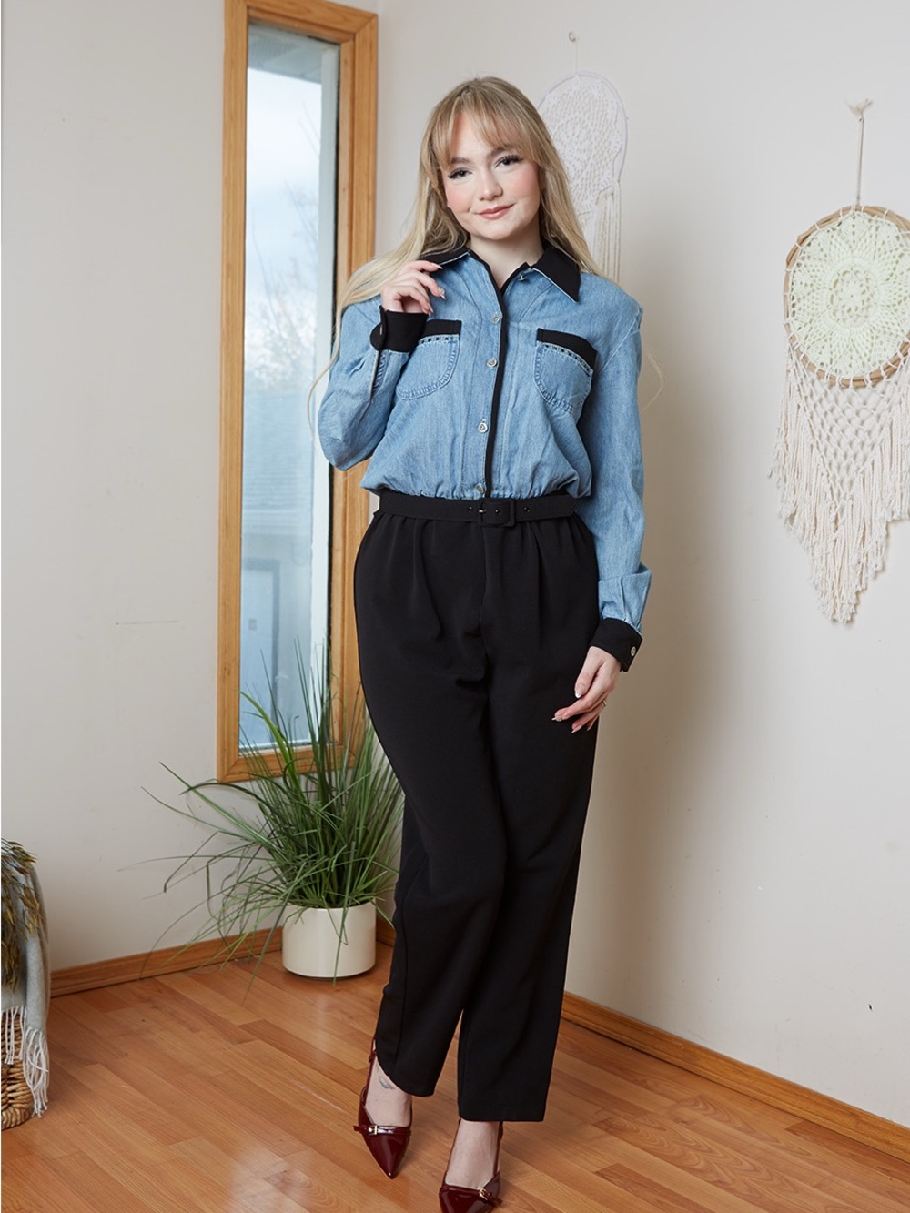 Vintage 80s Denim-Top Jumpsuit 8